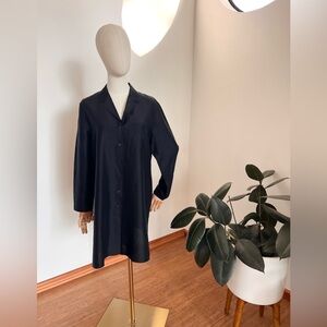 STYLE & CO COLLECTION PETIT VINTAGE BLACK‎ SILK V-NECK SHIRT DRESS CORPCORE EUC